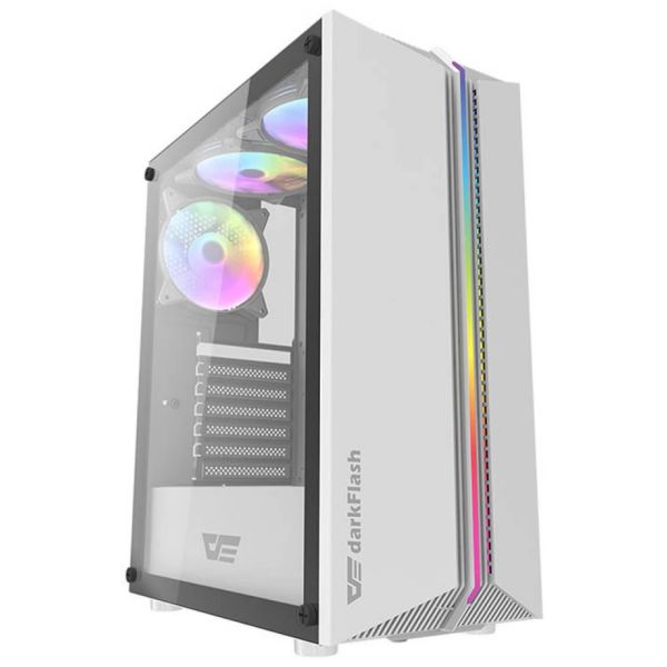 Darkflash DK151 LED-es számítógépház + 3 RGB ventilátor (fehér) (DK151 WHITE)